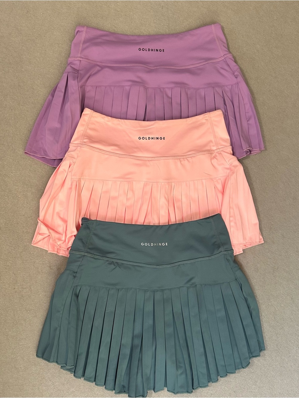 3 Pleated Active Skirts - Pink, Purple, Green